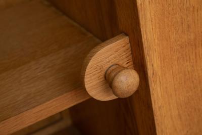 Guillerme et Chambron Large Mid Century Modern Oak and Ceramic Sideboard by Guillerme and Chambron