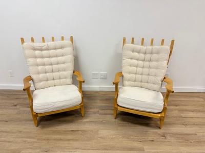Guillerme et Chambron MID CENTURY GRAND REPOS CHAIRS BY GUILLERME ET CHAMBRON