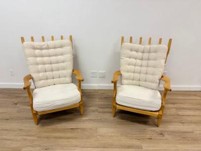 Guillerme et Chambron MID CENTURY GRAND REPOS CHAIRS BY GUILLERME ET CHAMBRON