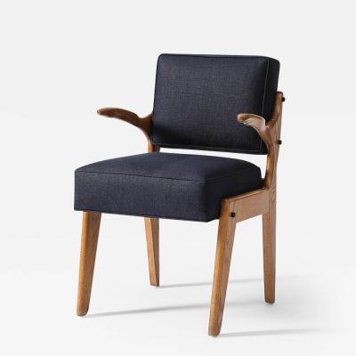 Guillerme et Chambron Newly Upholstered Oak Side Desk Chair by Guillerme and Chambron