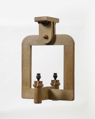 Guillerme et Chambron Oak Chandelier by Guillerme and Chambron France c 1960