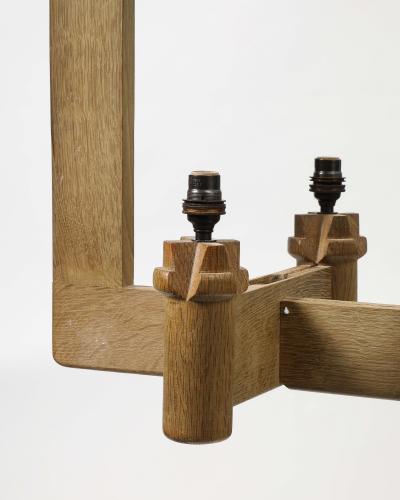 Guillerme et Chambron Oak Chandelier by Guillerme and Chambron France c 1960