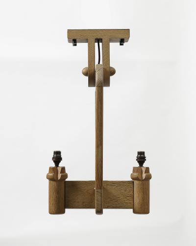 Guillerme et Chambron Oak Chandelier by Guillerme and Chambron France c 1960
