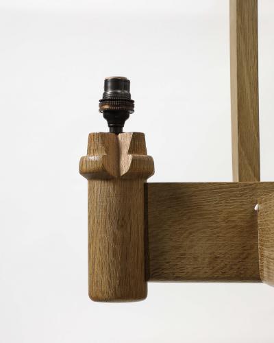 Guillerme et Chambron Oak Chandelier by Guillerme and Chambron France c 1960