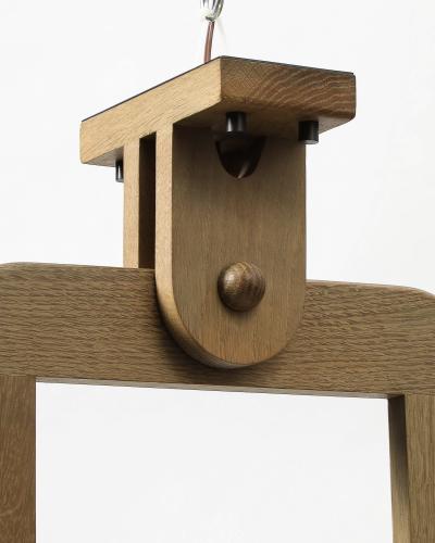 Guillerme et Chambron Oak Chandelier by Guillerme and Chambron France c 1960