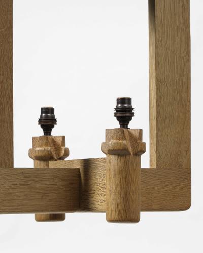 Guillerme et Chambron Oak Chandelier by Guillerme and Chambron France c 1960