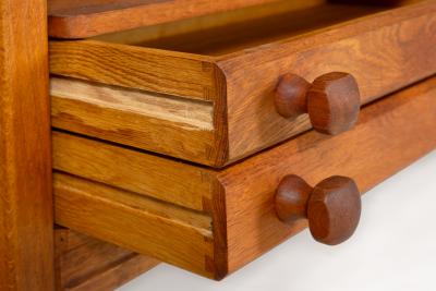 Guillerme et Chambron Oak Secretary Desk Bookcase France circa 1960