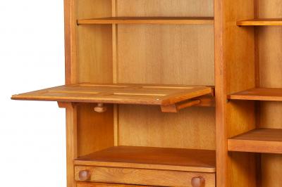 Guillerme et Chambron Oak Secretary Desk Bookcase France circa 1960