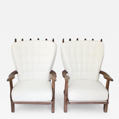 Guillerme et Chambron PAIR OF GRAND REPOS LOUNGE CHAIRS VOTRE MAISON