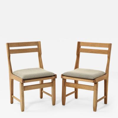 Guillerme et Chambron Pair of Solid Oak Guillerme Chambron Chairs France 1970s