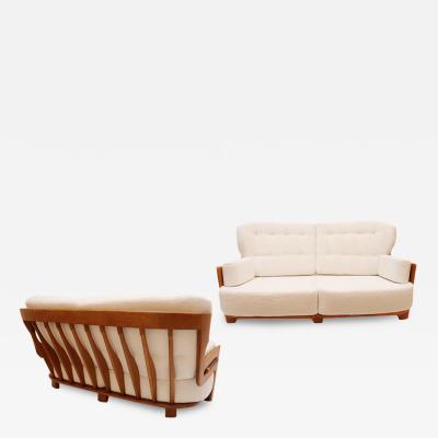 Guillerme et Chambron Pair of Solid Oak Sofas by Guillerme et Chambron