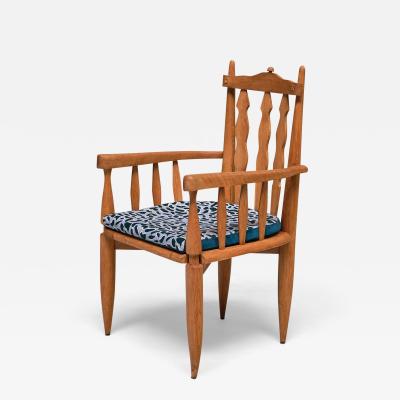 Guillerme et Chambron Sculptural Guillerme et Chambron Armchair in Solid Oak Votre Maison 1950s