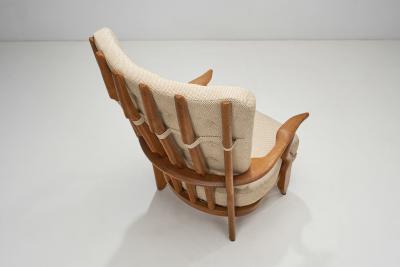 Guillerme et Chambron Set Of Oaken Grand Repos Lounge Chairs by Guillerme et Chambron France 1950s