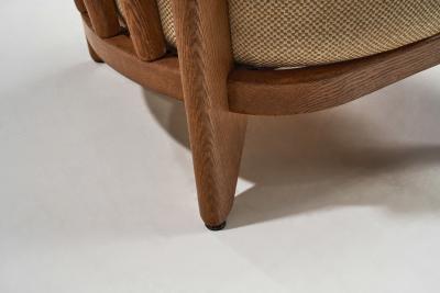 Guillerme et Chambron Set Of Oaken Grand Repos Lounge Chairs by Guillerme et Chambron France 1950s
