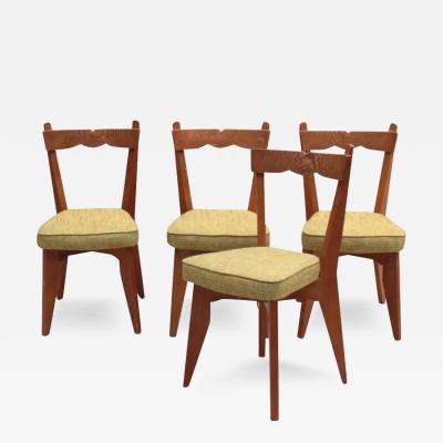 Guillerme et Chambron Set of 4 Fine French 1970s Oak Dining Chairs by Guillerme et Chambron