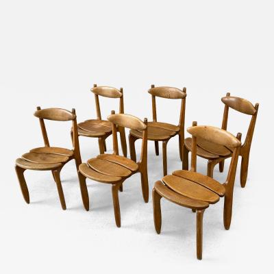 Guillerme et Chambron Set of 6 Chairs by Guillerme et Chambron France Circa 1960s