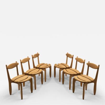 Guillerme et Chambron Set of 6 Guillerme et Chambron Thierry Dining Chairs France 1970s