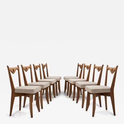 Guillerme et Chambron Set of Eight Dining Chairs by Guillerme et Chambron France 1960s
