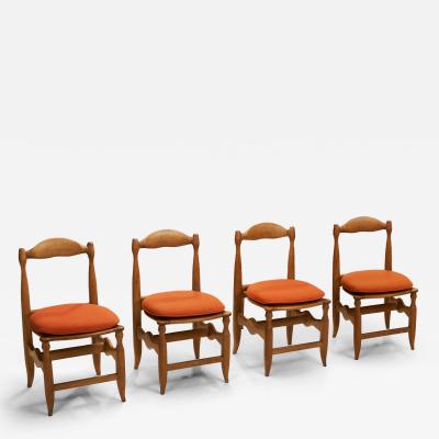 Guillerme et Chambron Set of Four Charlotte Oak Dining Chairs by Guillerme et Chambron France 1960s