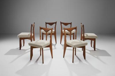Guillerme et Chambron Set of Six Dining Chairs by Guillerme et Chambron France 1960s