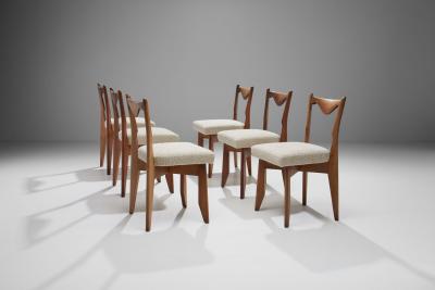 Guillerme et Chambron Set of Six Dining Chairs by Guillerme et Chambron France 1960s