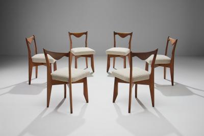 Guillerme et Chambron Set of Six Dining Chairs by Guillerme et Chambron France 1960s