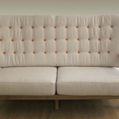 Guillerme et Chambron Single Oak Sofa by Guillerme et Chambron France 1960
