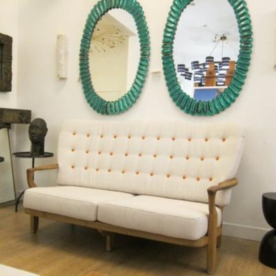 Guillerme et Chambron Single Oak Sofa by Guillerme et Chambron France 1960