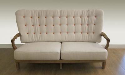 Guillerme et Chambron Single Oak Sofa by Guillerme et Chambron France 1960