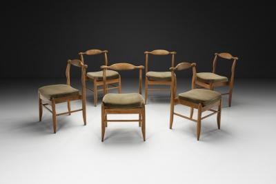 Guillerme et Chambron Six Guillerme et Chambron Fumay Dining Chairs for Votre Maison France 1960s