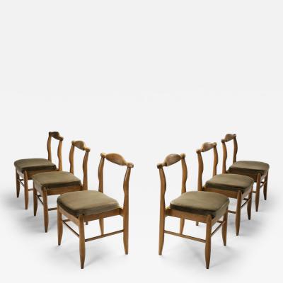 Guillerme et Chambron Six Guillerme et Chambron Fumay Dining Chairs for Votre Maison France 1960s