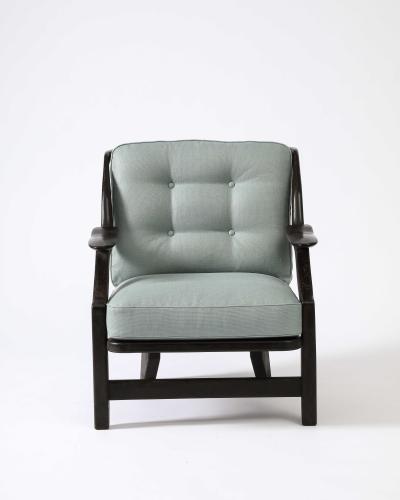 Guillerme et Chambron Stained Elm Gregoire Armchair by Guillerme et Chambron France c 1960