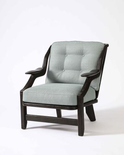 Guillerme et Chambron Stained Elm Gregoire Armchair by Guillerme et Chambron France c 1960
