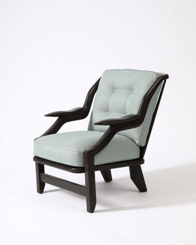 Guillerme et Chambron Stained Elm Gregoire Armchair by Guillerme et Chambron France c 1960