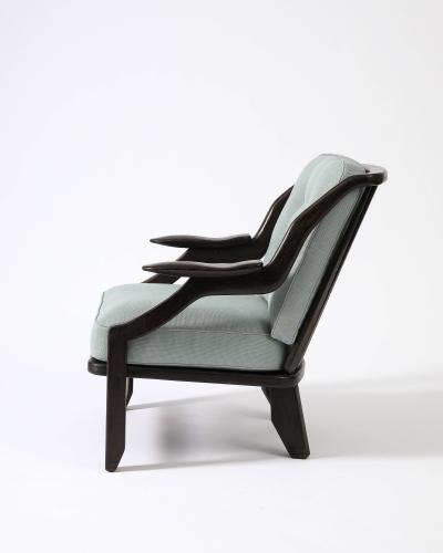 Guillerme et Chambron Stained Elm Gregoire Armchair by Guillerme et Chambron France c 1960
