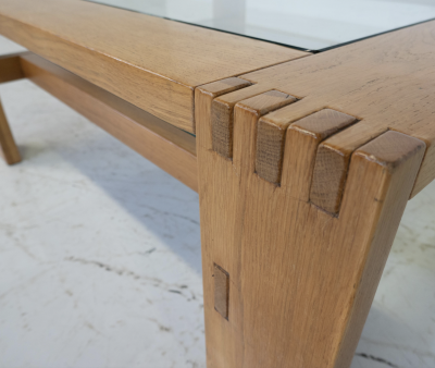 Guiseppe Rivadossi Mid Century Modern Coffee Table by Guiseppe Rivadossi Wood and Glass Italy