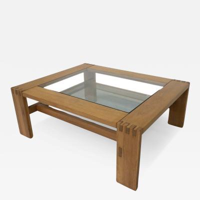 Guiseppe Rivadossi Mid Century Modern Coffee Table by Guiseppe Rivadossi Wood and Glass Italy