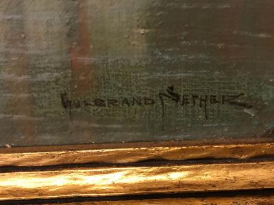 Gulbrandt Sether Signed Norwegian American Oil on Canvas of a Venice Canal