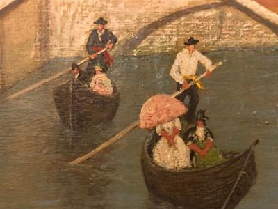 Gulbrandt Sether Signed Norwegian American Oil on Canvas of a Venice Canal