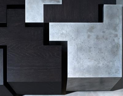 Gulla Jonsdottir Zinc and Blackened Oak Puzzle Table 2023