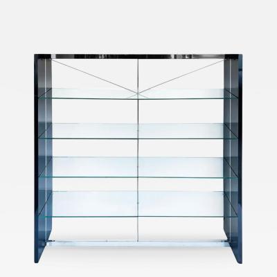 Gun Metal Stainless Glass Etagere Shelves or Room Divider