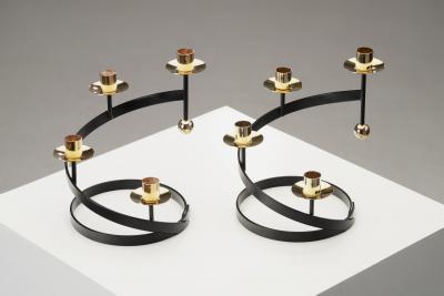 Gunnar Ander Gunnar Ander Sonata Candle Holders for Ystad Metall Sweden 1950s
