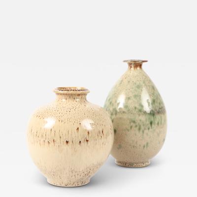 Gunnar Andersson Duo of Vases in Flowing Earthy Tone Glazes by Gunnar Andersson