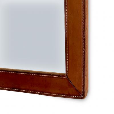 Gunnar Asplund Mirror with Stitched Leather Frame in the Style of Gunnar Asplund