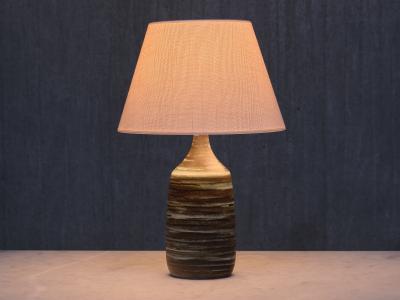 Gunnar Borg Gunnar Borg Green and Teal Striped Ceramic Table Lamp Sweden 1960s