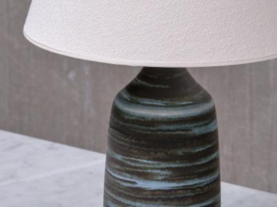 Gunnar Borg Gunnar Borg Green and Teal Striped Ceramic Table Lamp Sweden 1960s