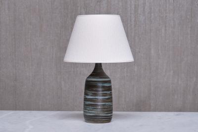 Gunnar Borg Gunnar Borg Green and Teal Striped Ceramic Table Lamp Sweden 1960s