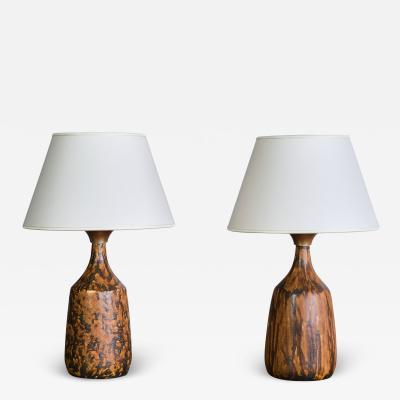 Gunnar Borg Pair of Gunnar Borg Glazed Stoneware Table Lamps H gan s Sweden 1960s