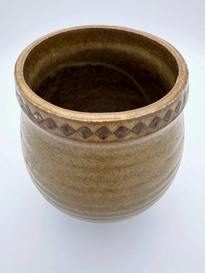 Gunnar Nylund Glazed Olive and Brown Ceramic Pot or Goblet