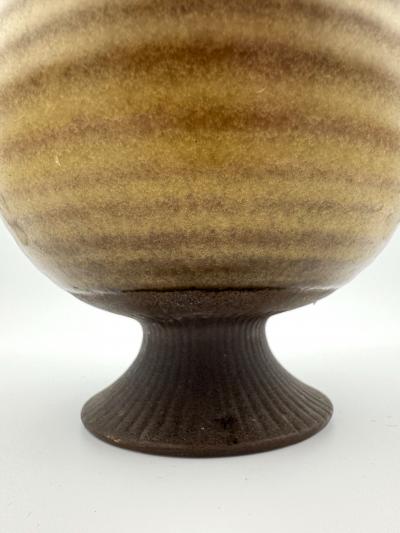 Gunnar Nylund Glazed Olive and Brown Ceramic Pot or Goblet